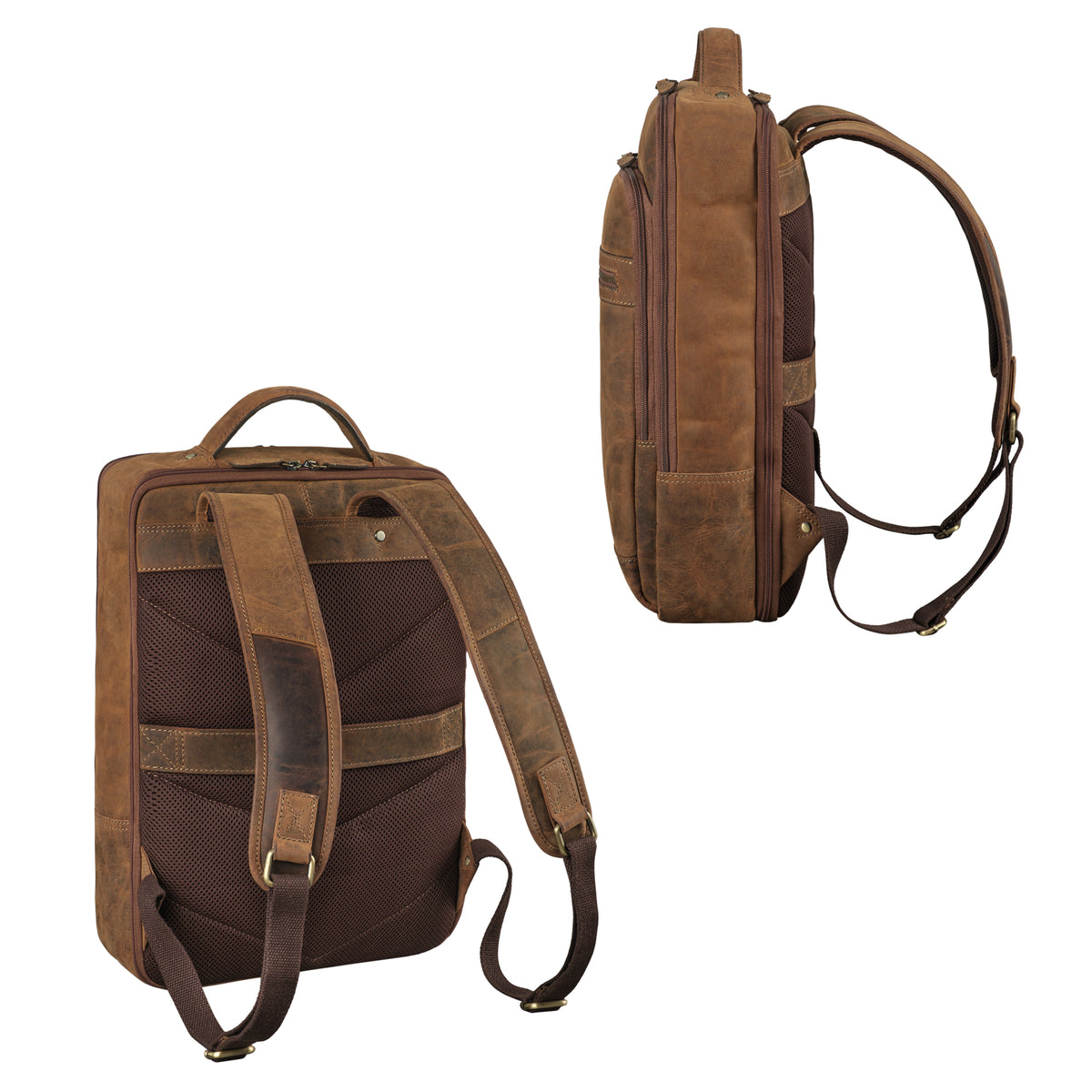 Rauleder Rucksack mit vielen Fächern