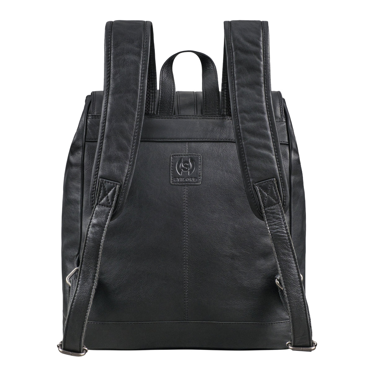 schwarzer Leder-Rucksack für Herren und Damen