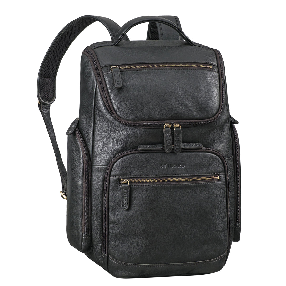Leder Rucksack Herren Groß Schwarz mit Laptopfach