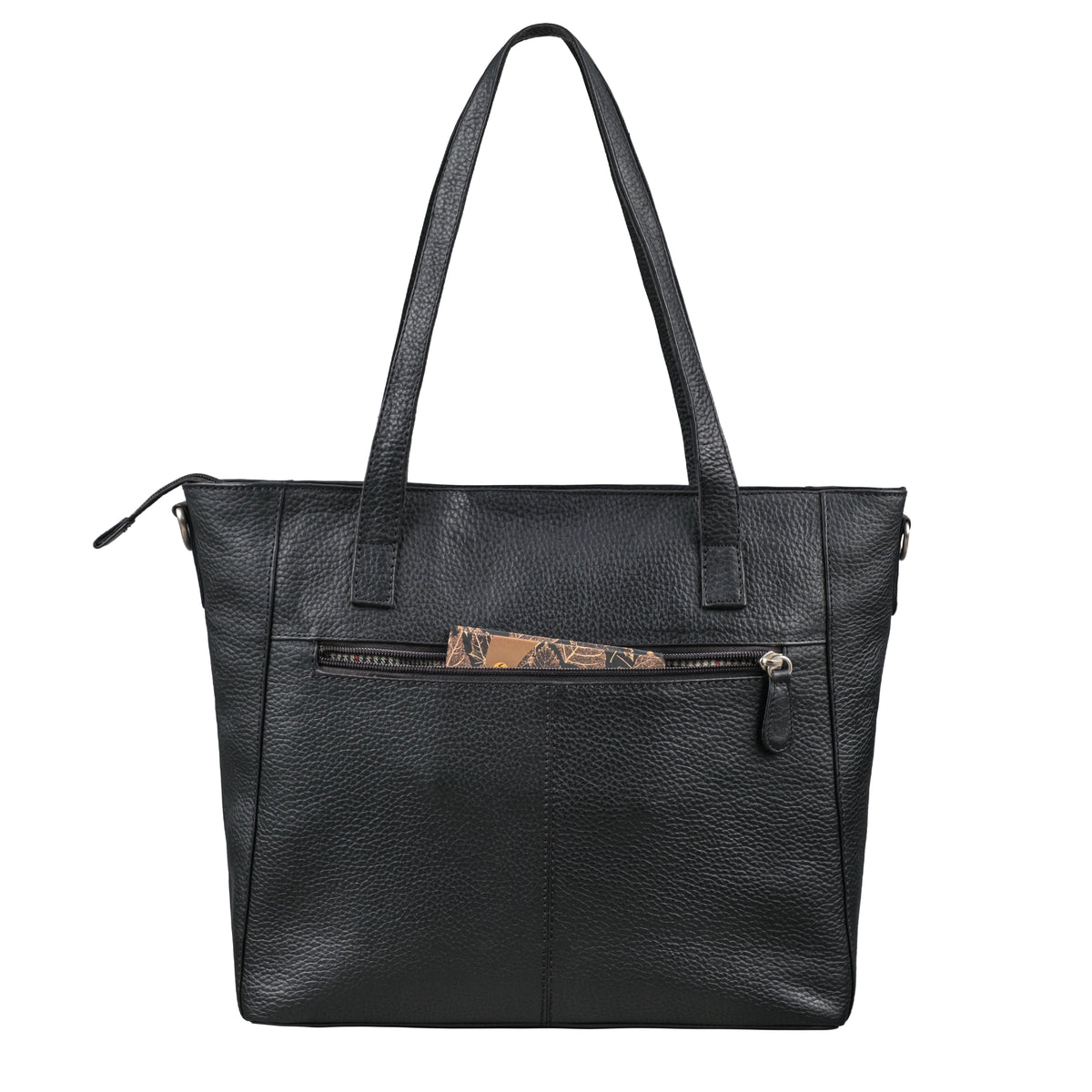 Tote Bag Leder schwarz aus der Rückansicht