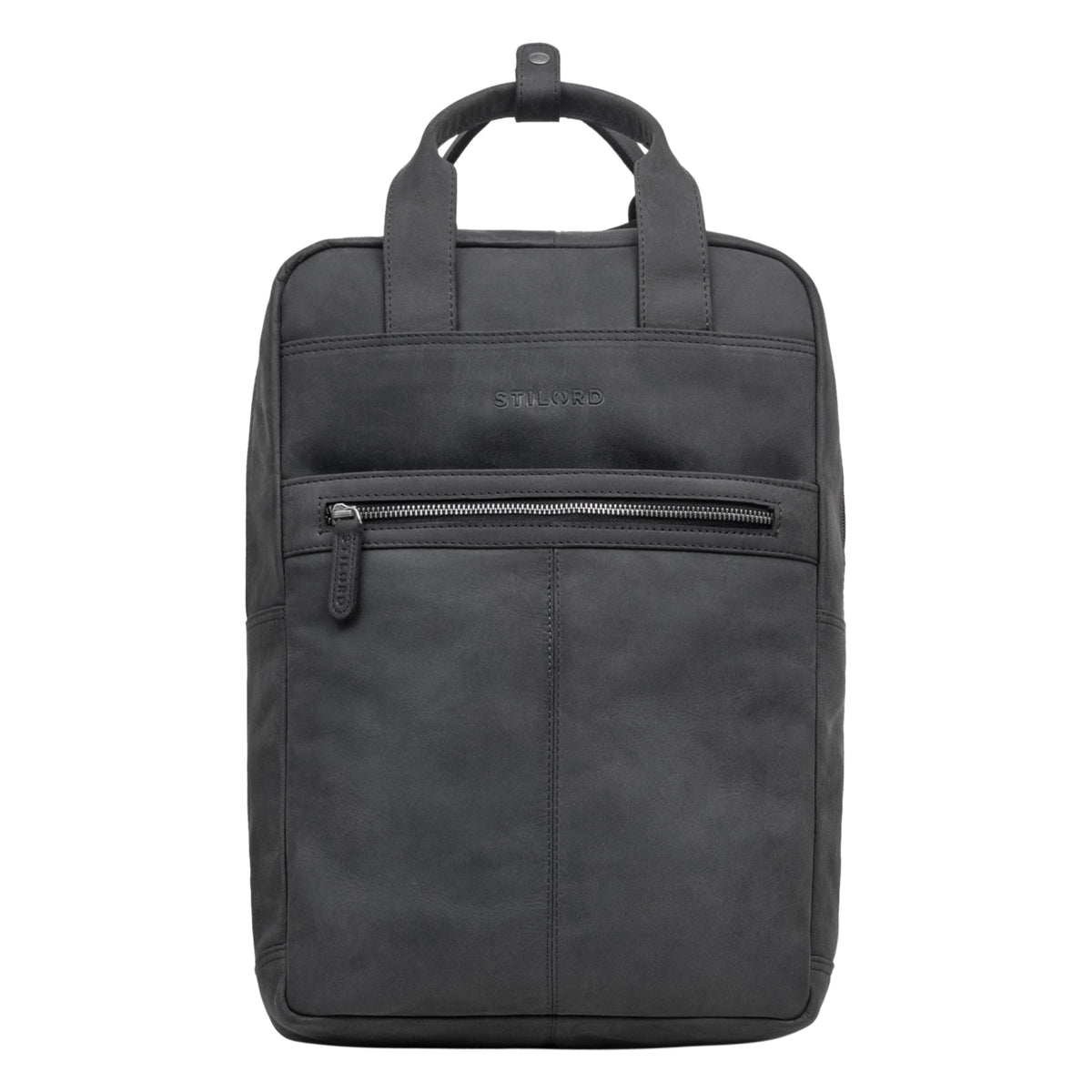 Großer Leder Laptoprucksack Damen grau