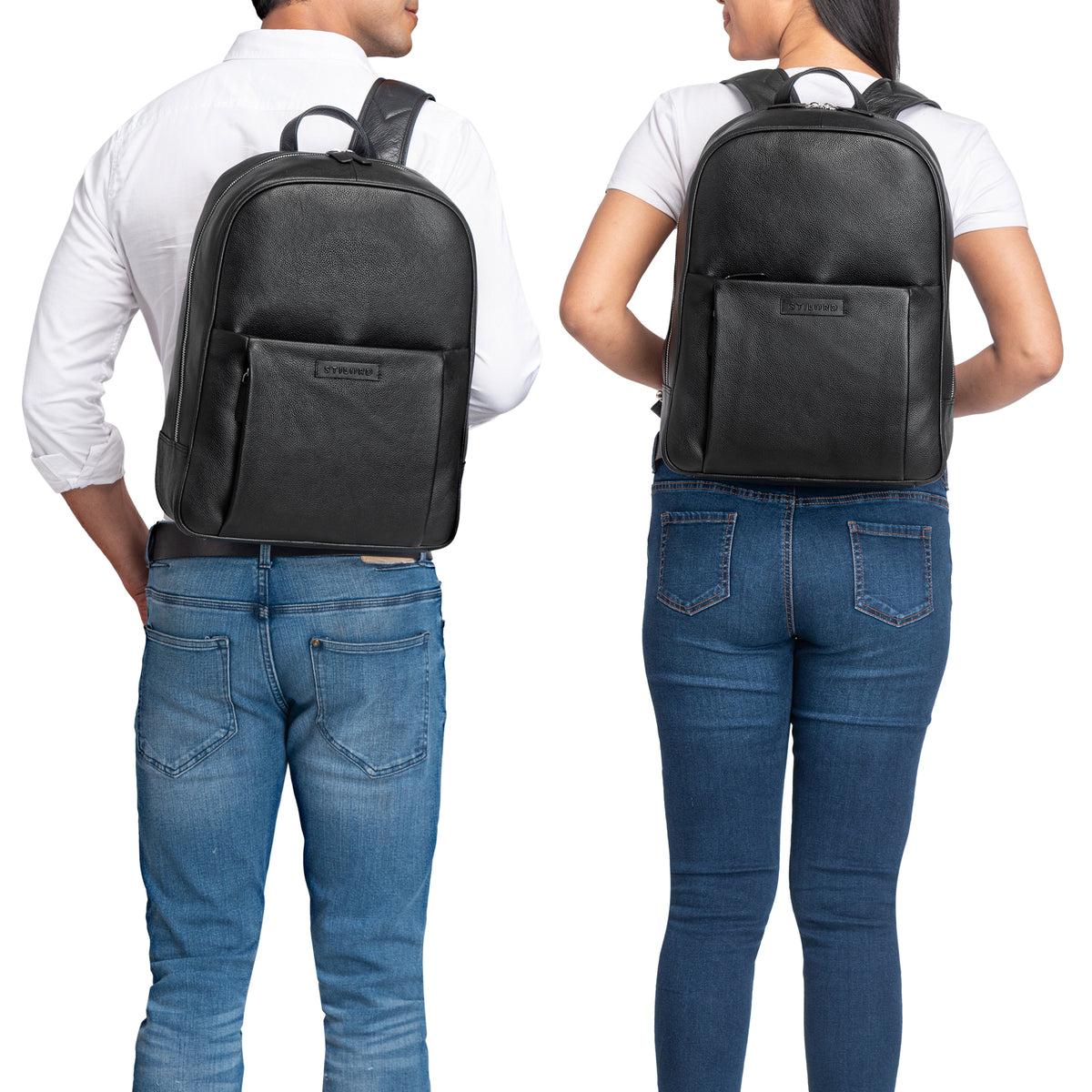 Herrenrucksack Leder schwarz