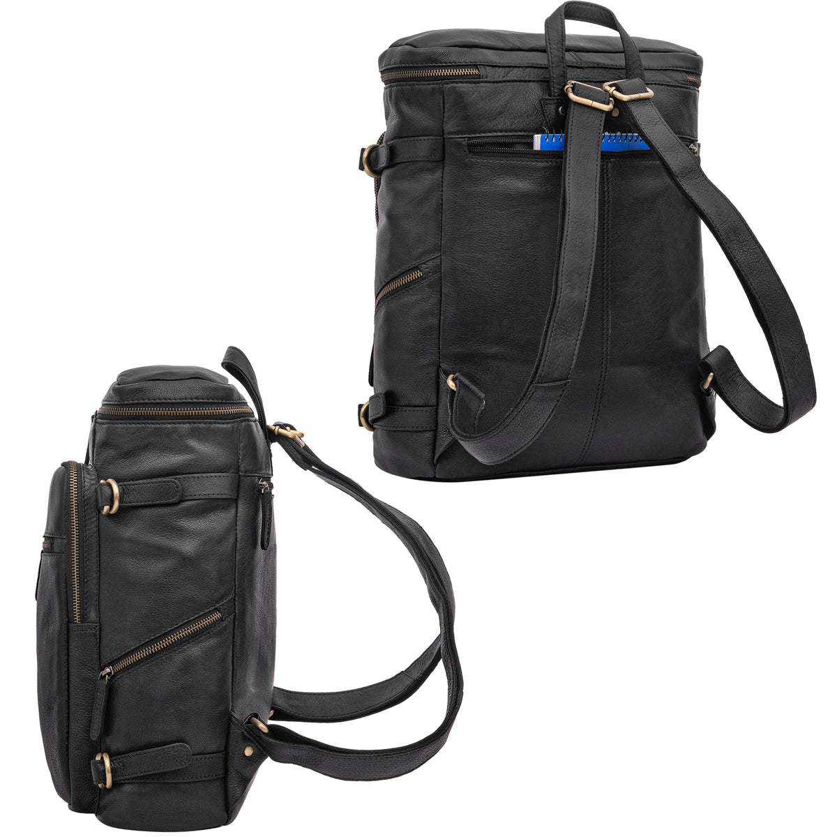 großer Lederrucksack Arbeit Schwarz