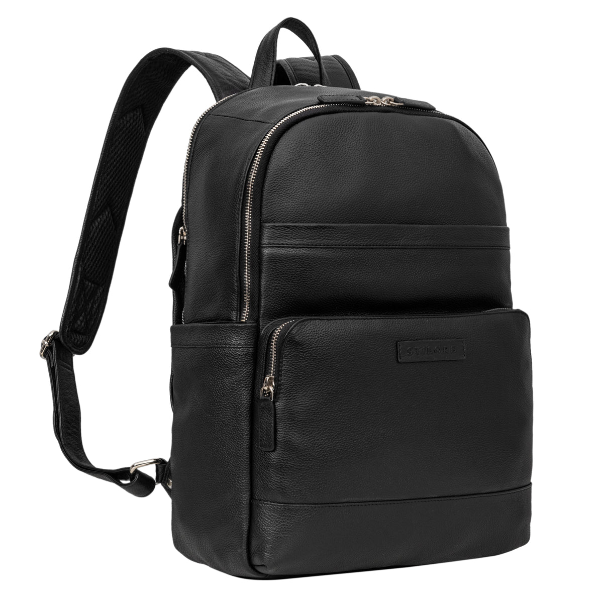 Leder Rucksack Schule schwarz groß