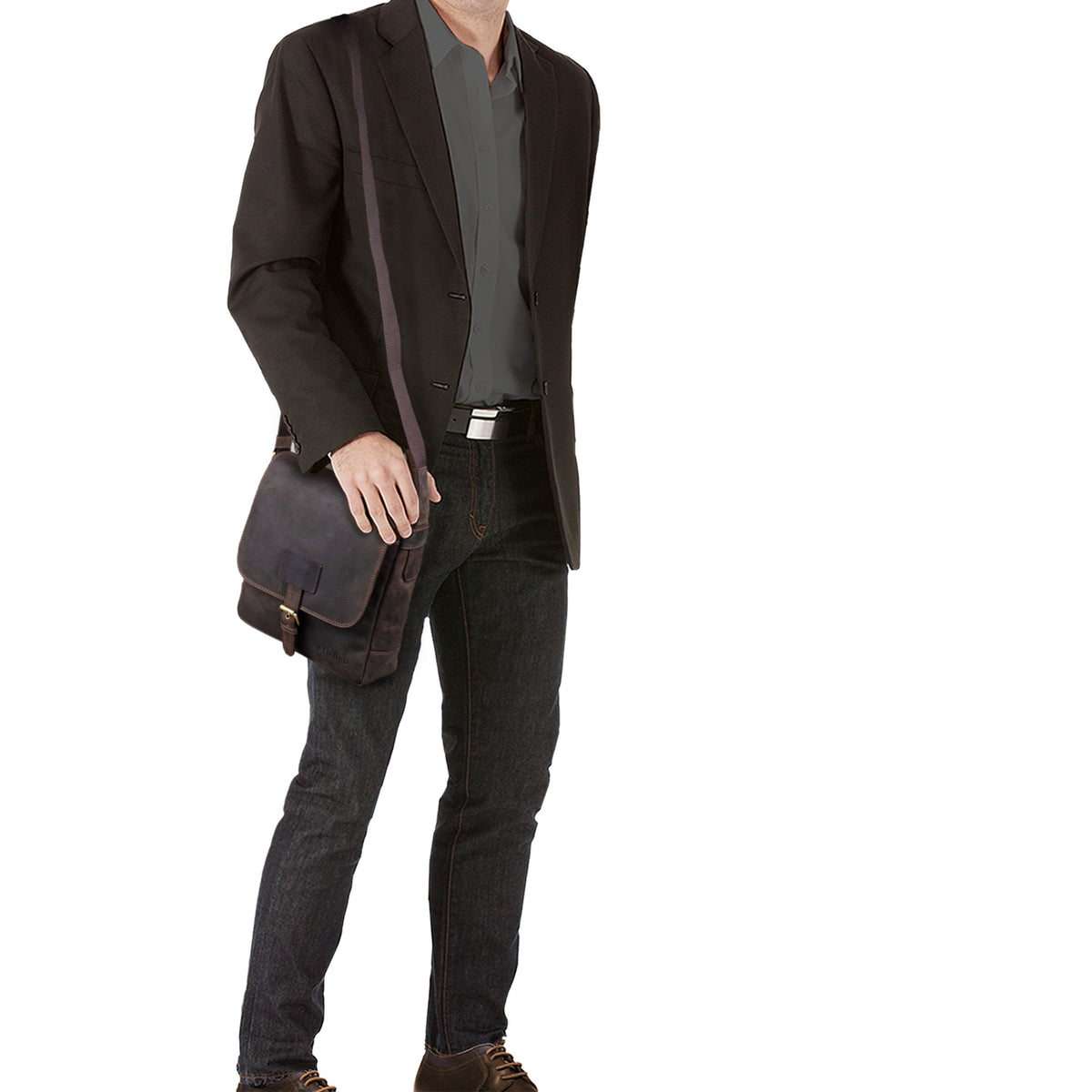 Herren Leder Schultertasche 10.1 Zoll