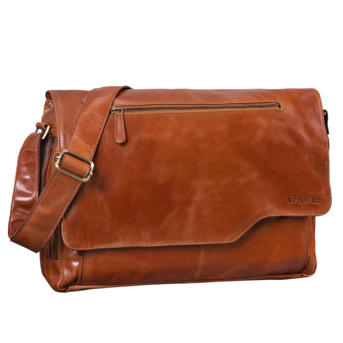 Messenger Bag Herren echtes Leder Vintage braun