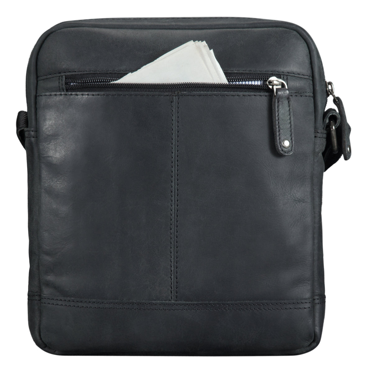 Leder Umhängetasche Retro schwarz