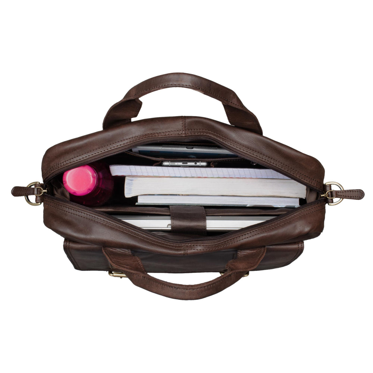 braune Lehrertasche mit Laptopfach Leder