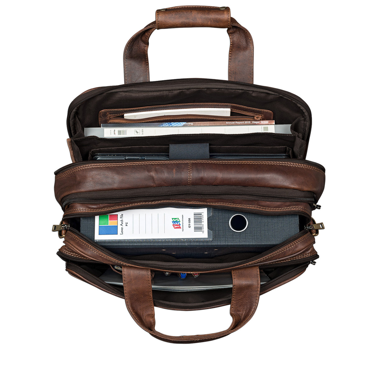 Ledertasche Schule Uni Büro XL dunkel-braun