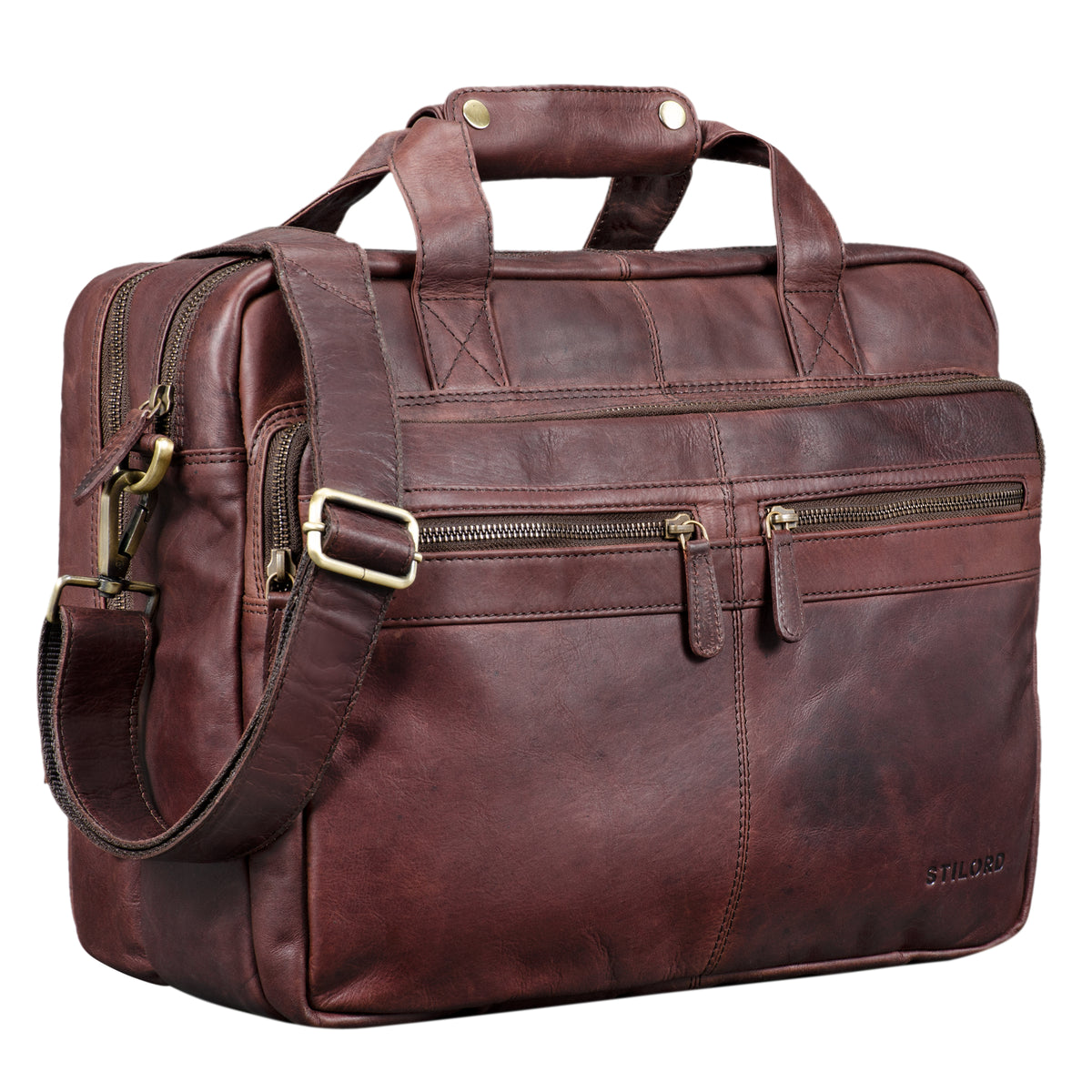 Große Arbeitstasche Herren Vintage Leder dunkelbraun