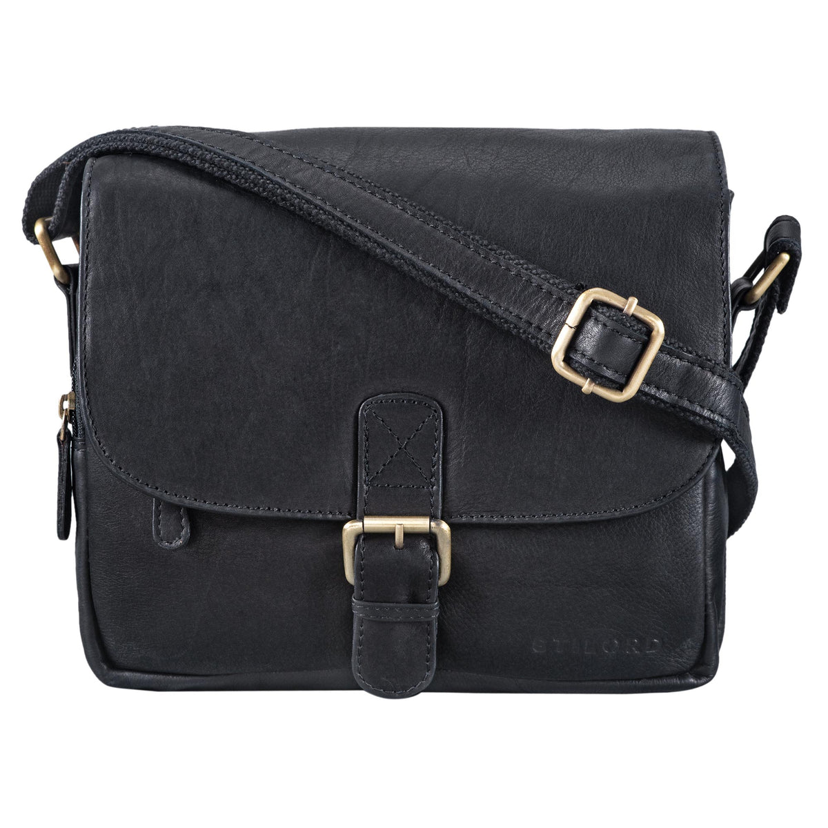 Kleine Messenger Bag Leder schwarz
