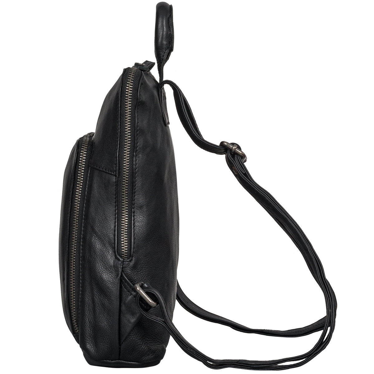 schwarzer Rucksack Damen klein Leder