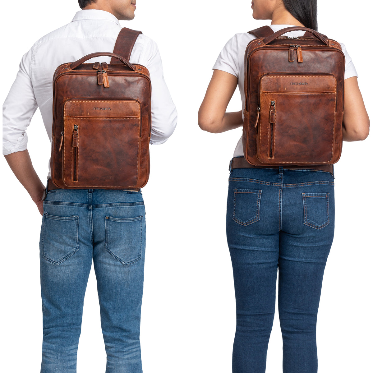 Lederrucksack braun Damen Herren mit Laptopfach