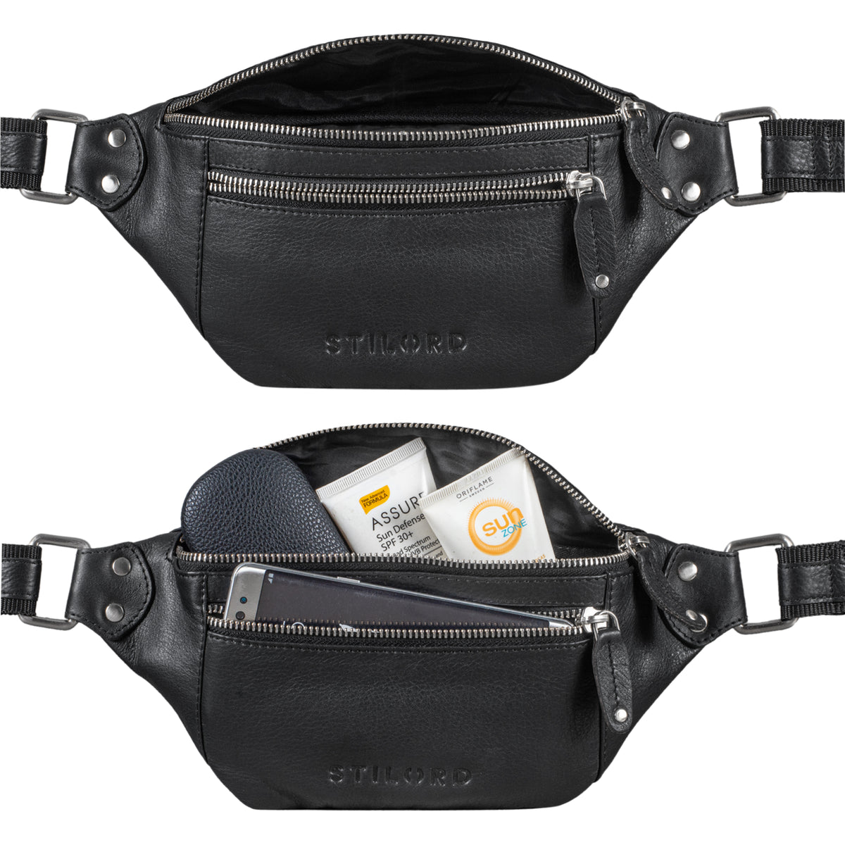 Leder Festivaltasche vintage schwarz