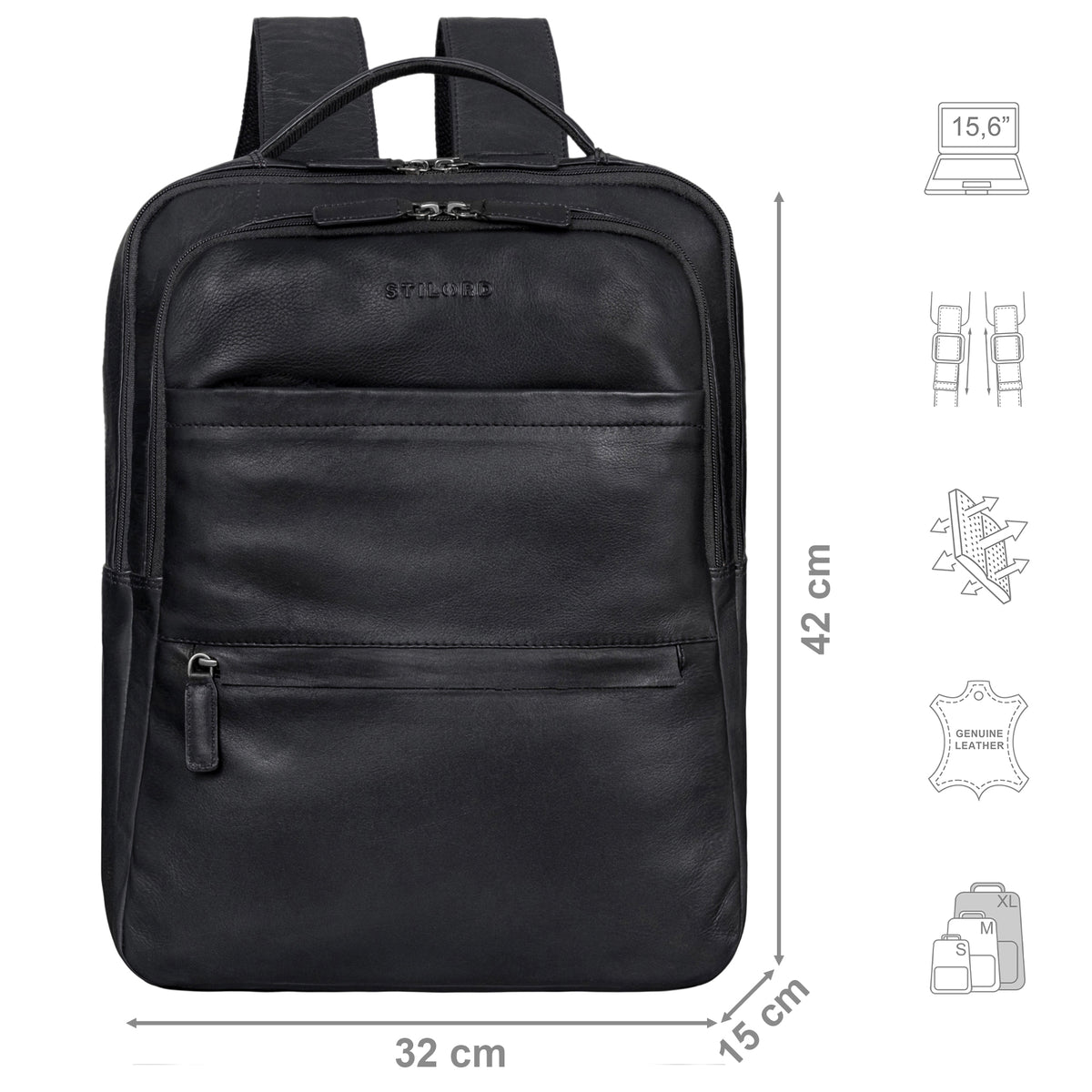 Leder Rucksack Business schwarz schlank Damen
