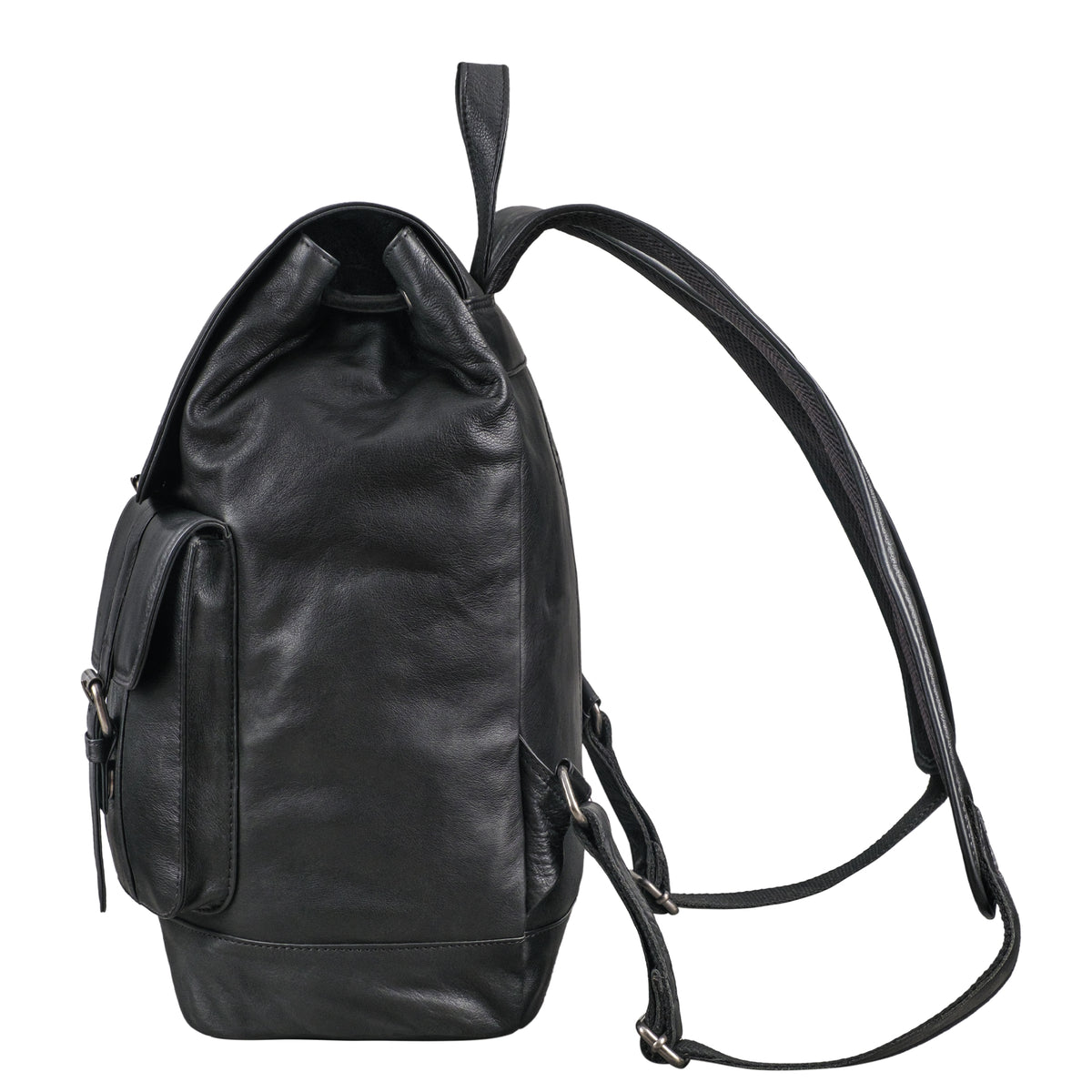schwarzer Leder Rucksack für Damen