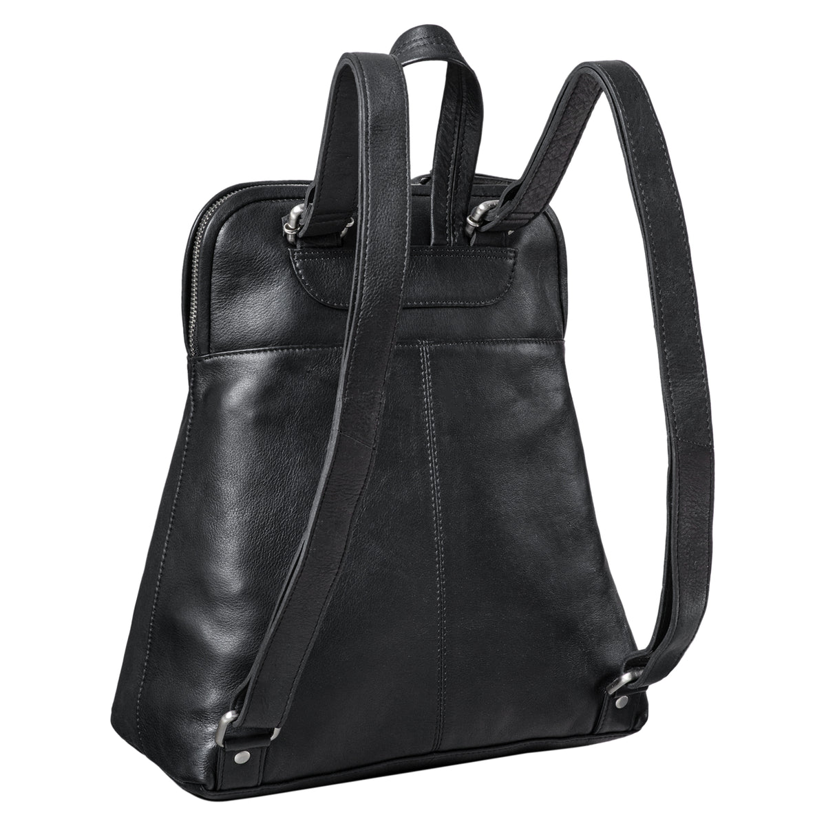 Daypack Damen Leder schwarz