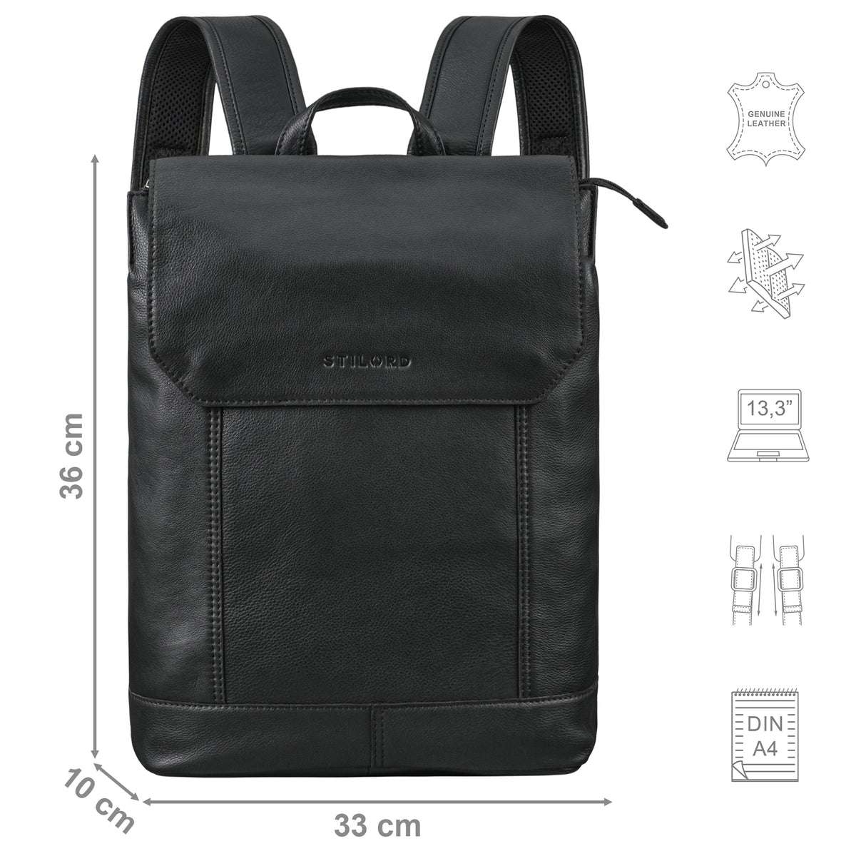 Herren Rucksack Leder schwarz