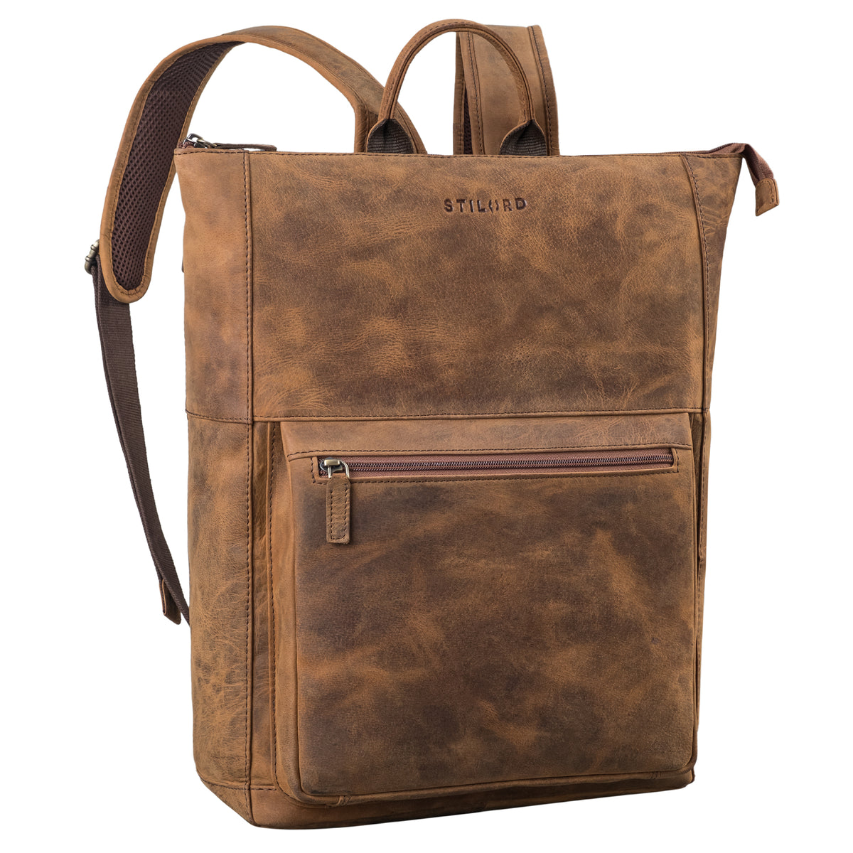 Großer Arbeitsrucksack Herren Damen Laptoprucksack bis 17 Zoll in sepia braun