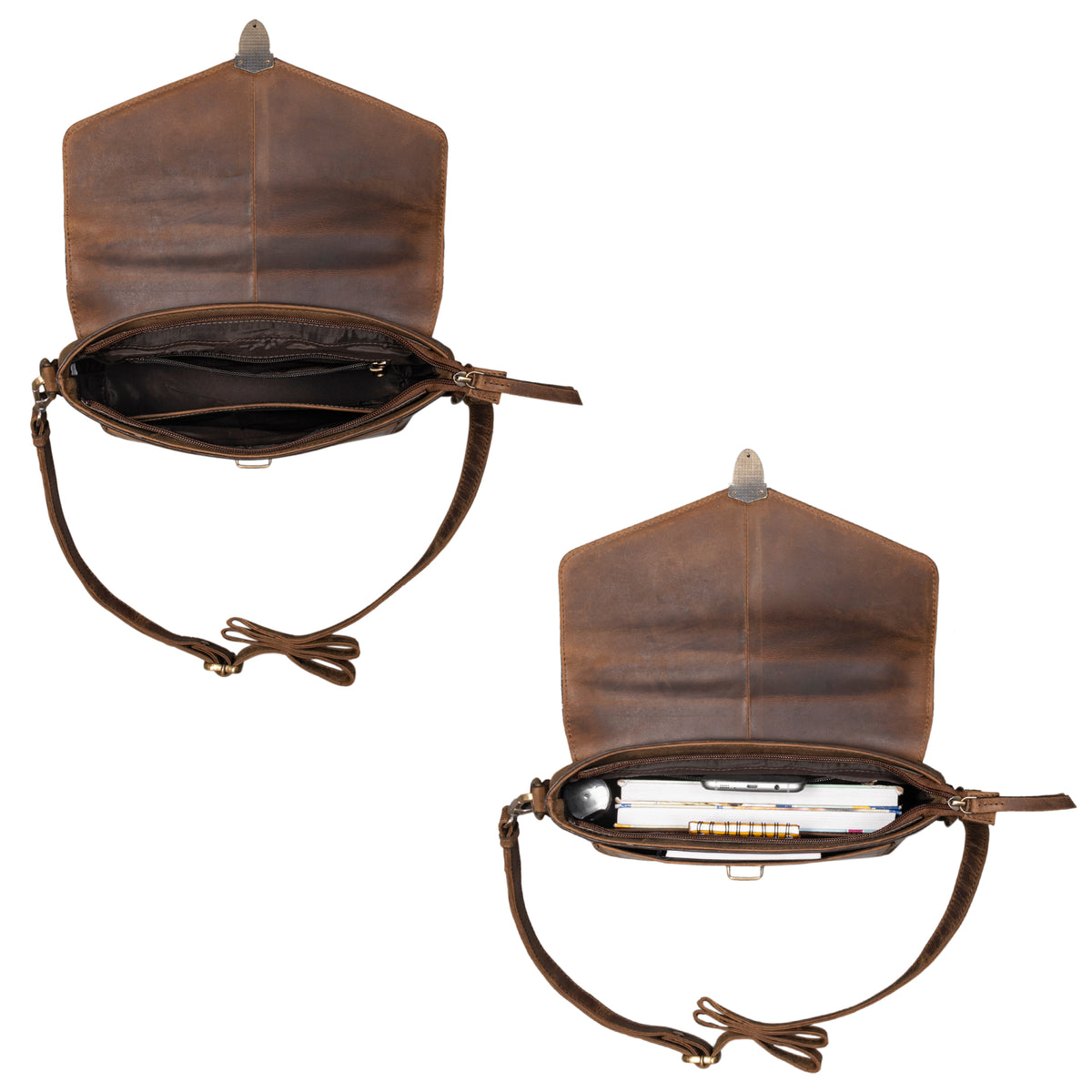 Moderne Schultertasche Echtleder braun