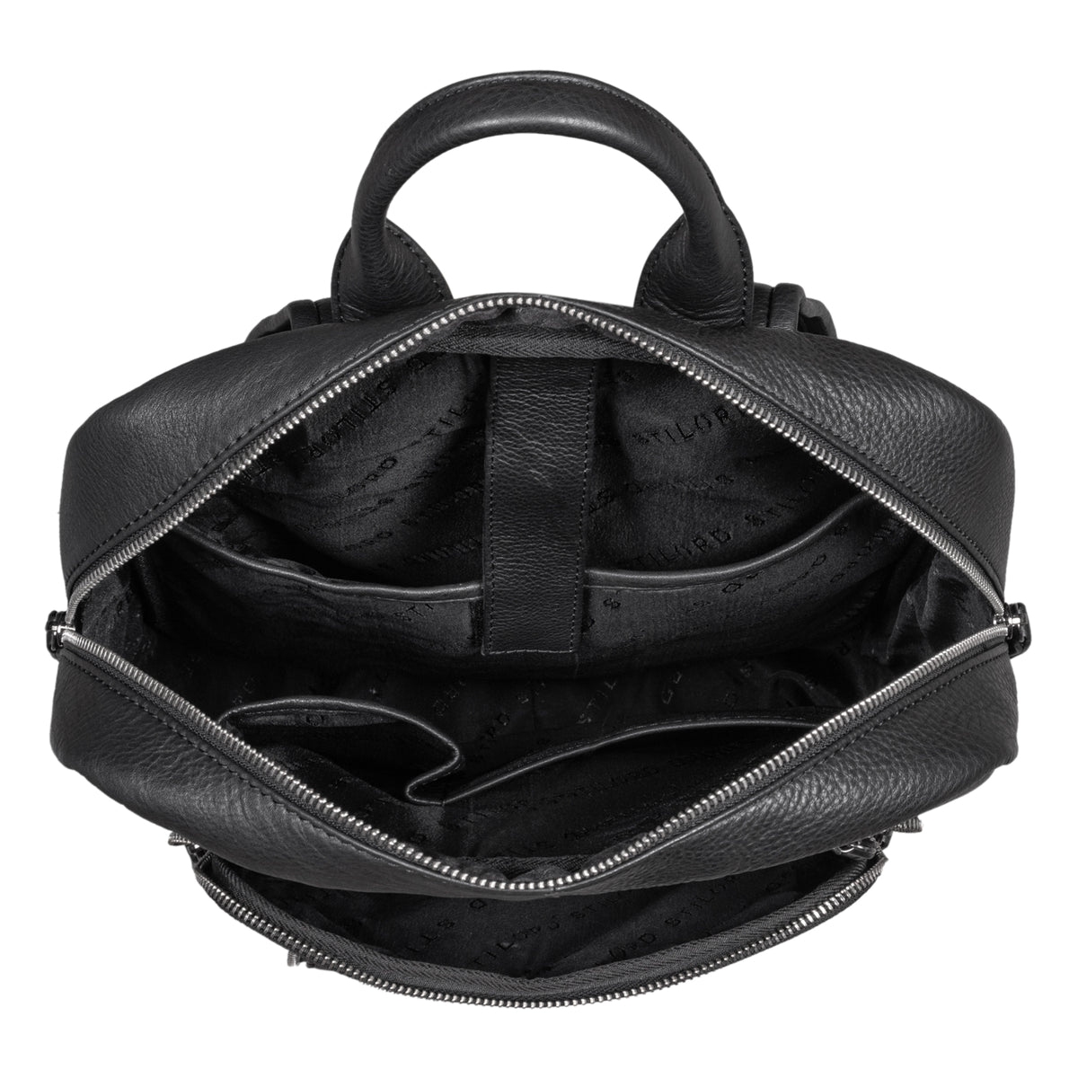Leder Schulrucksack schwarz