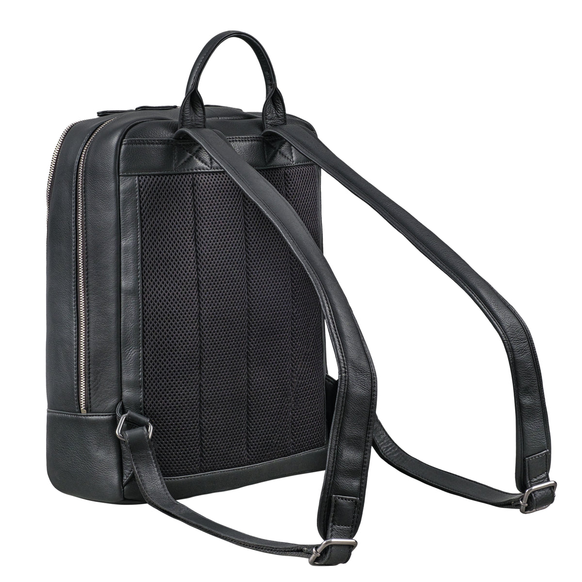 schwarzer Schulrucksack aus Leder für Teenager
