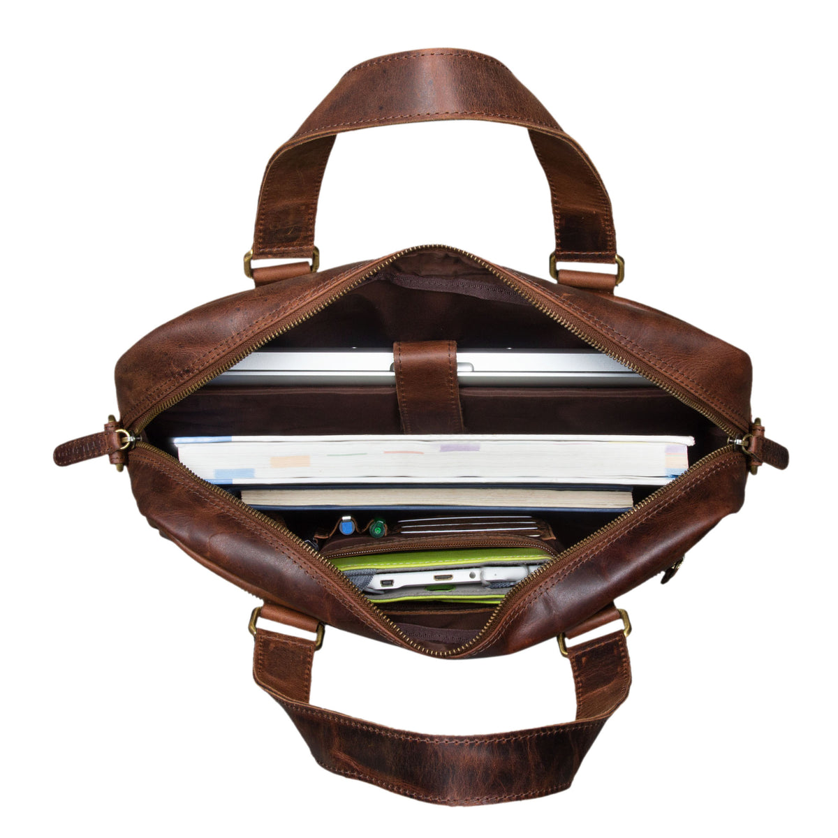 Leder Business Schultertasche Herren braun