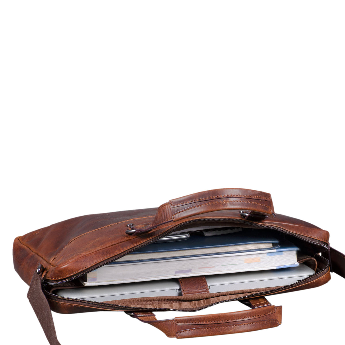 Leder Schultertasche Vintage XL