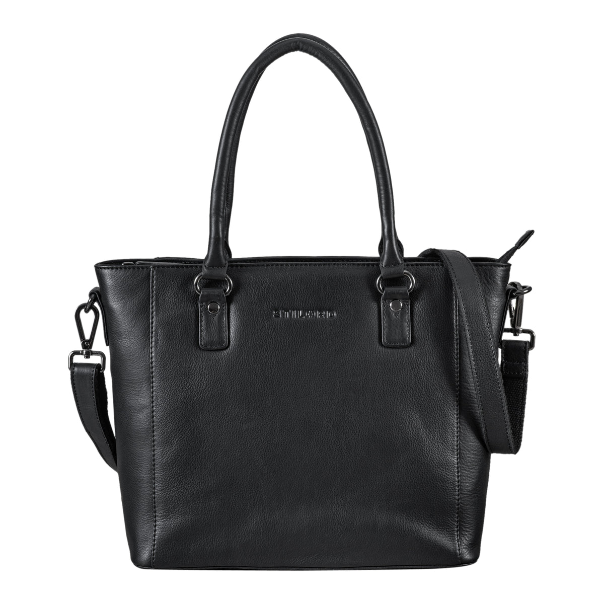 Damen Schultertasche gross Leder schwarz