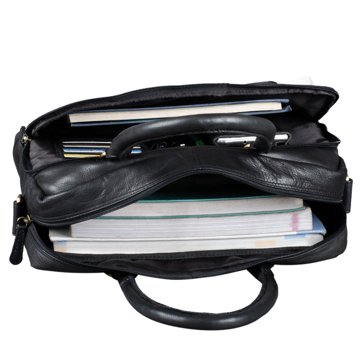 Leder Bürotasche Herren Damen schwarz