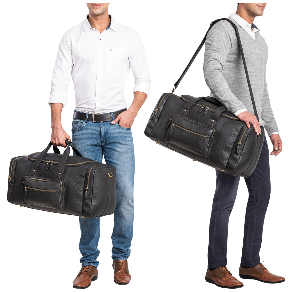 Leder Sporttasche Herren Schwarz