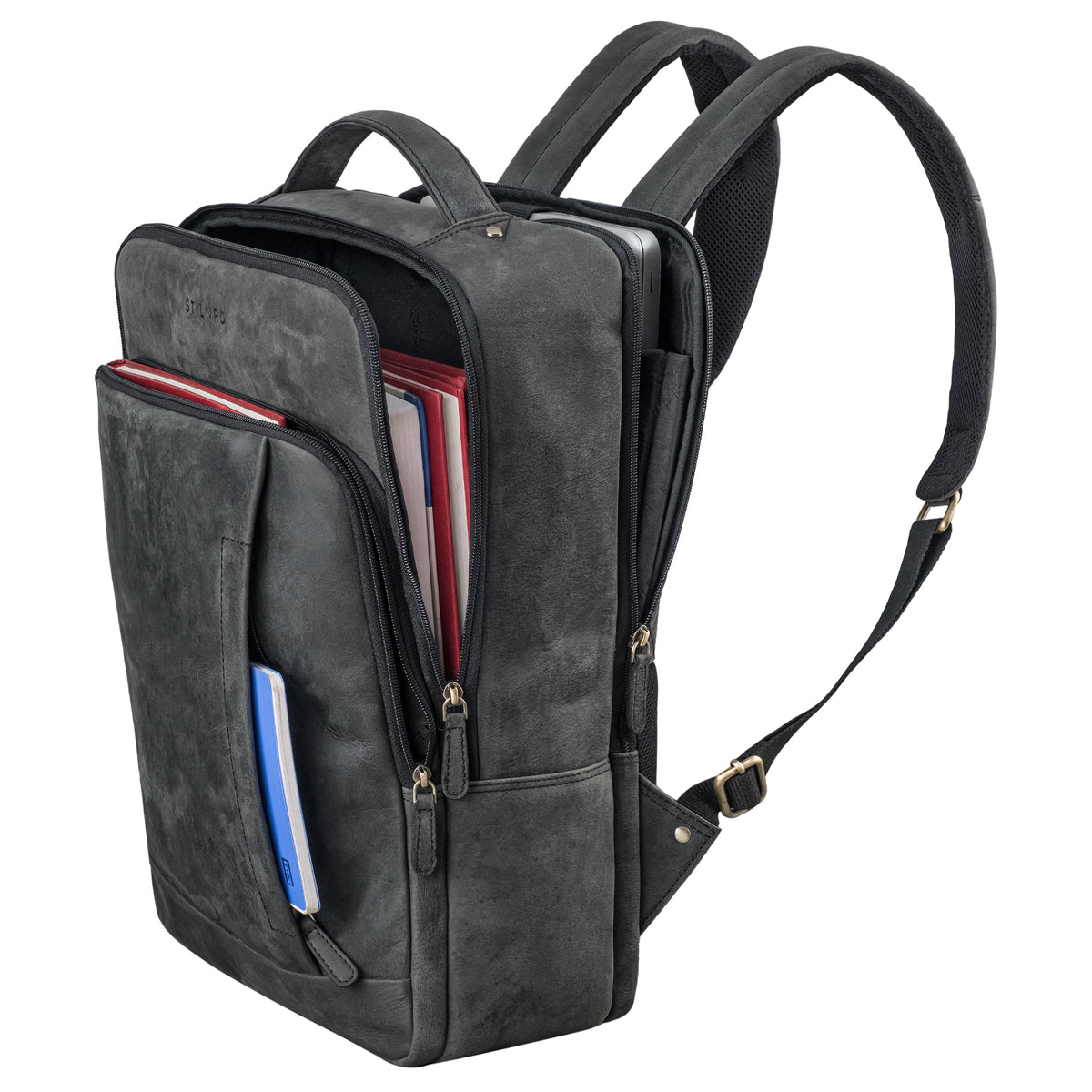 Laptoprucksack Echtleder grau für Laptop bis 16 Zoll