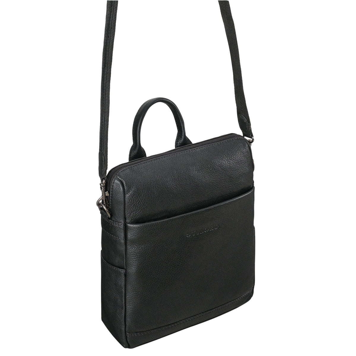 Leder Umhängetasche Damen schwarz
