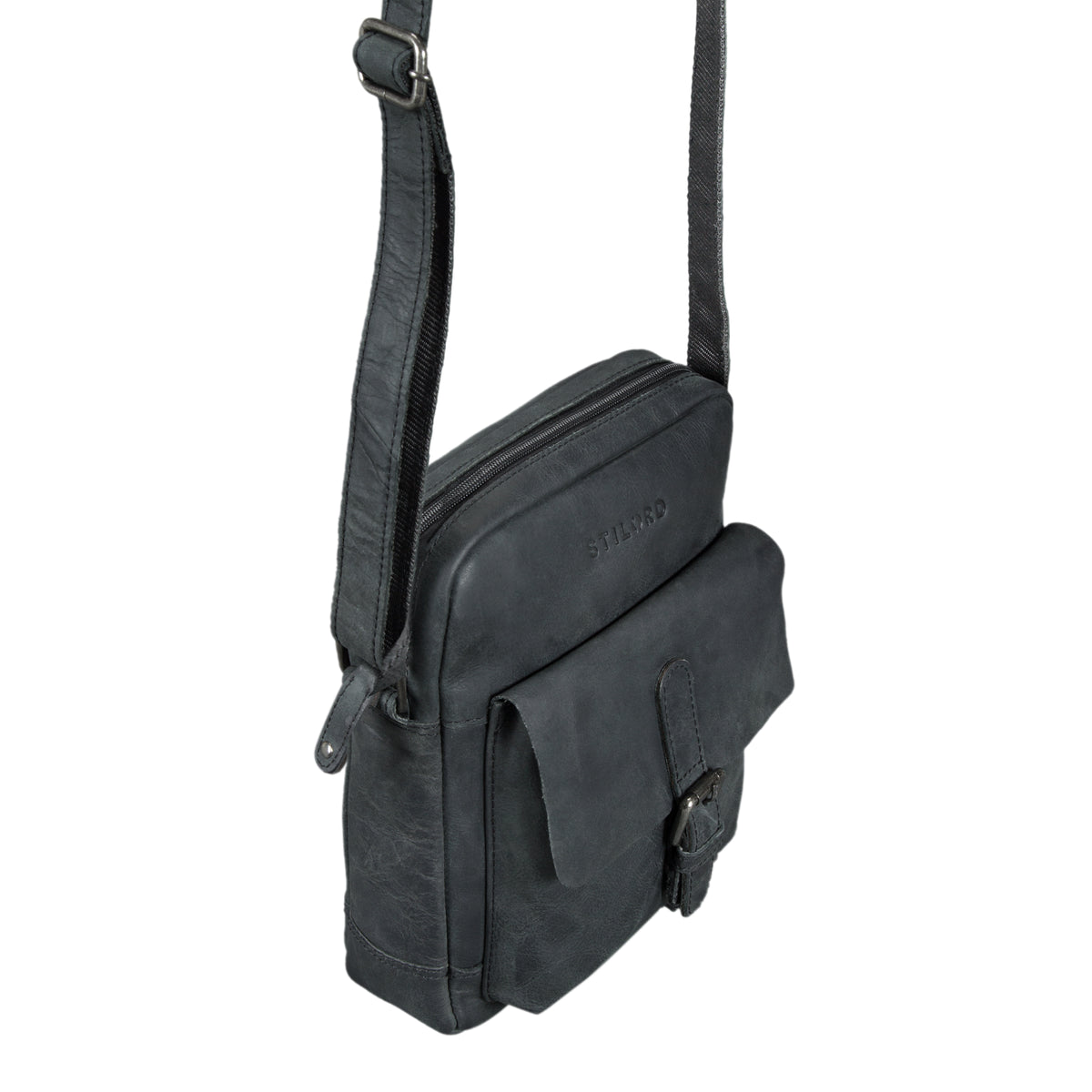 Herrentasche klein Vintage Leder schwarz