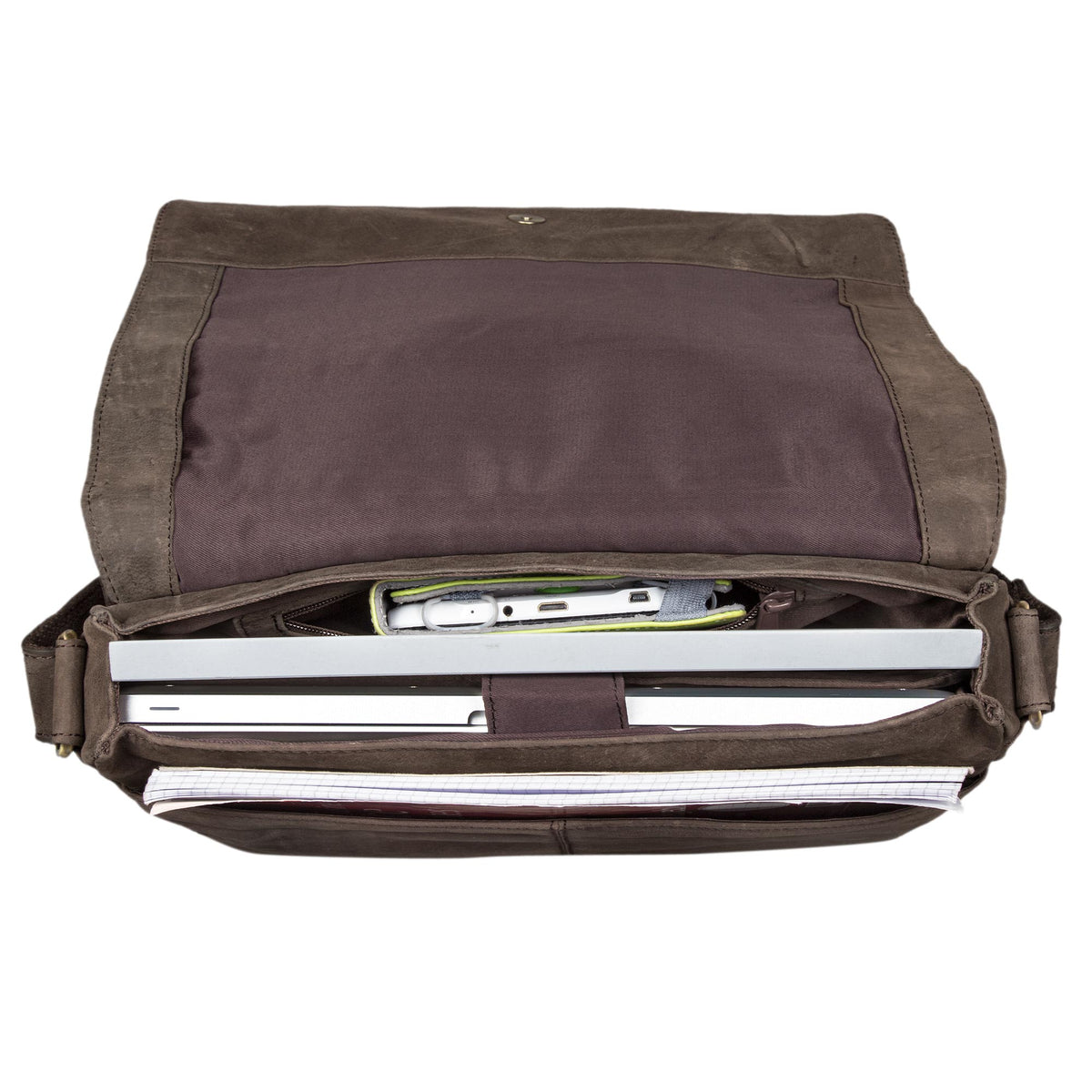 Schultertasche aus Büffelleder braun
