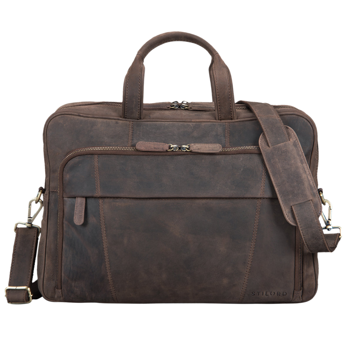 Notebooktasche groß Vintage Leder dunkelbraun