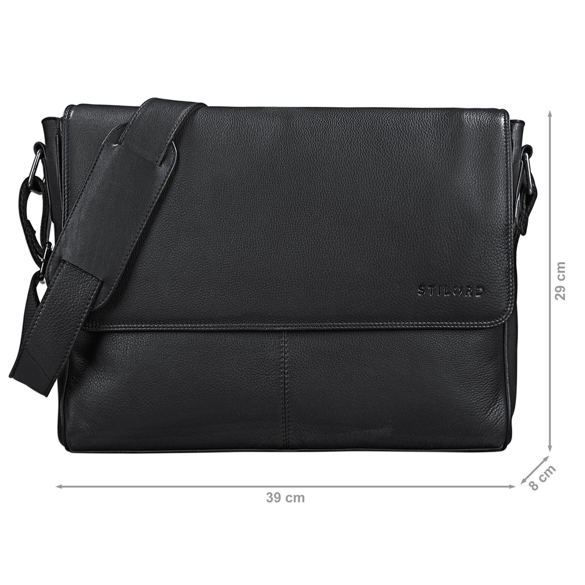 Schwarze Ledertasche zum Umhängen
