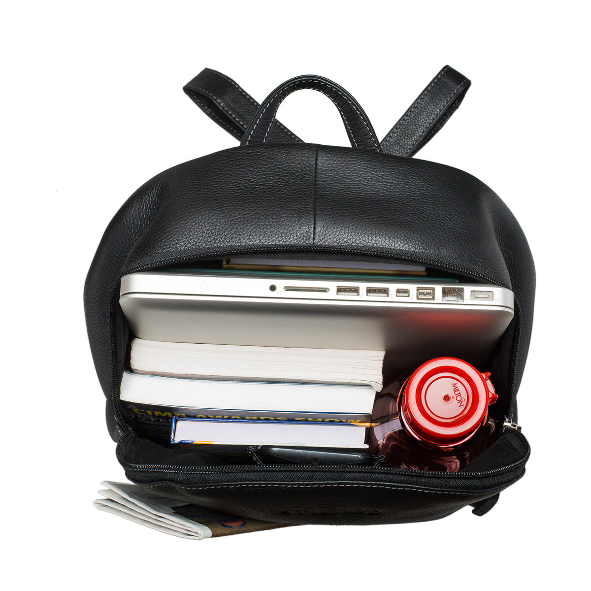 Schwarzer Laptoprucksack 13,3 Zoll Notebook Leder