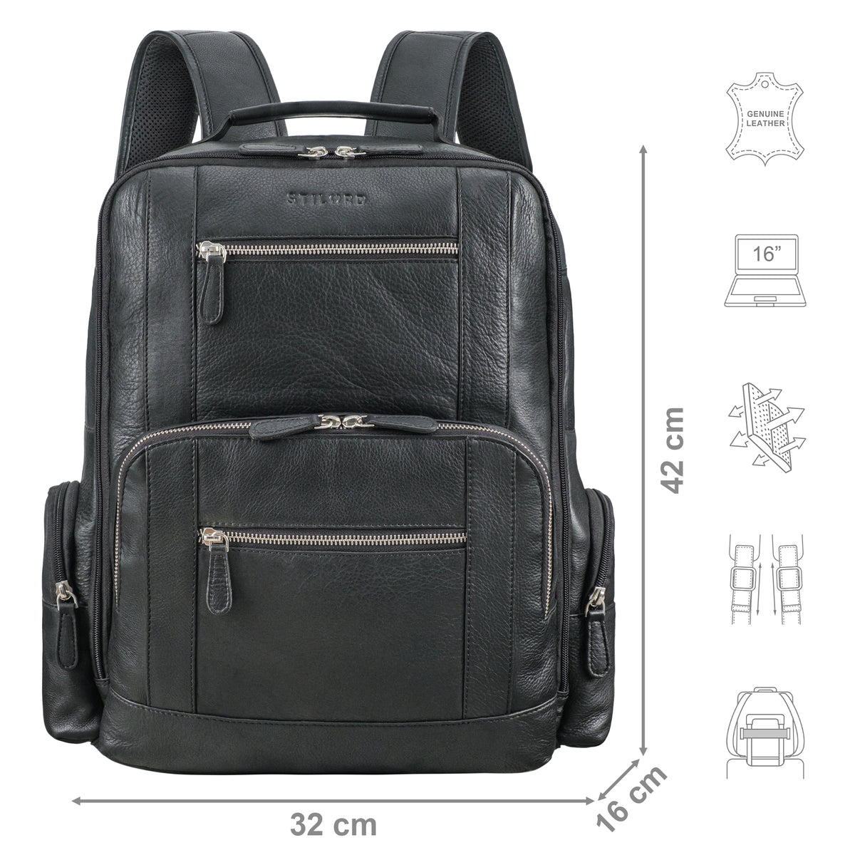 Schwarzer Lederrucksack Herren