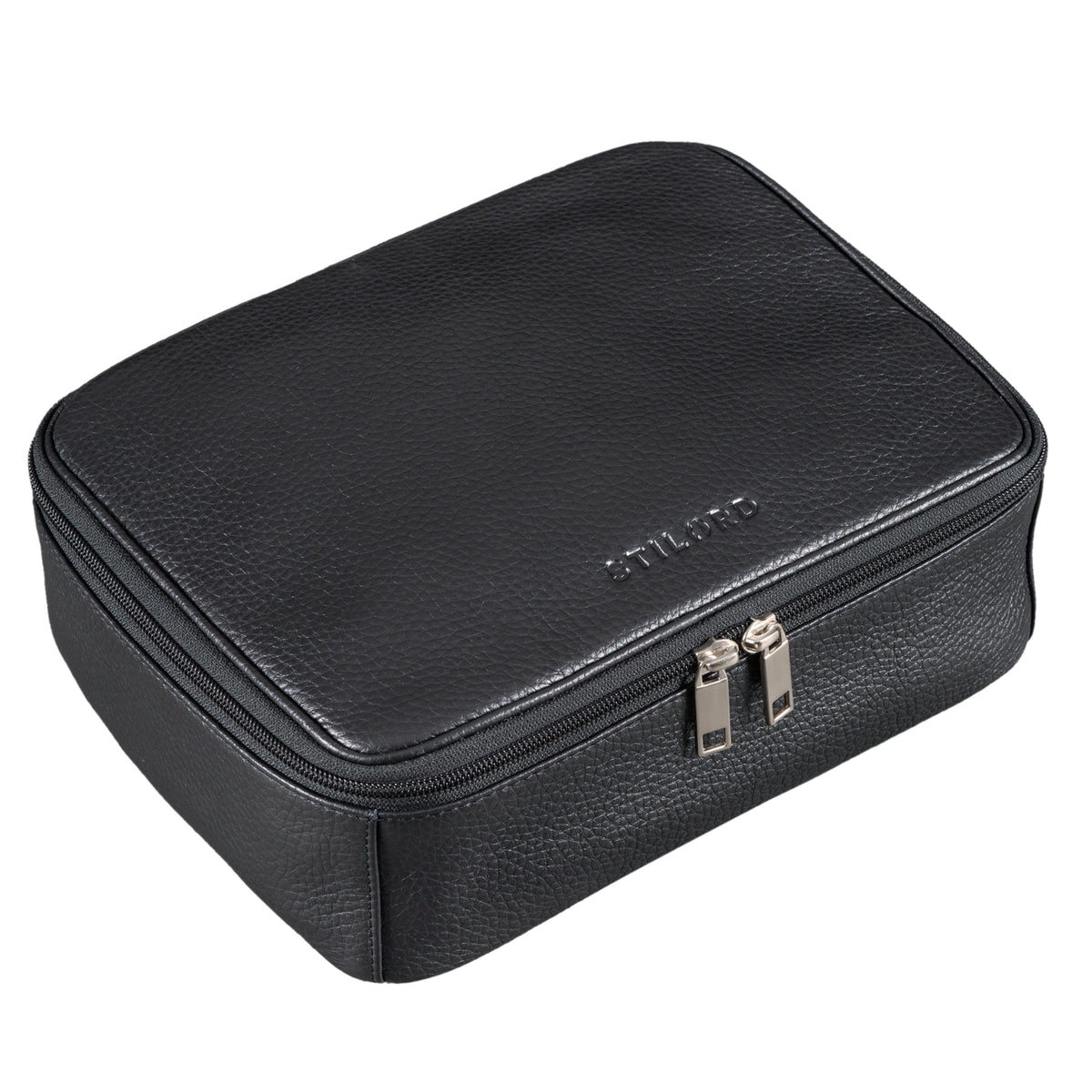 Waschtasche Echt Leder Herren groß schwarz