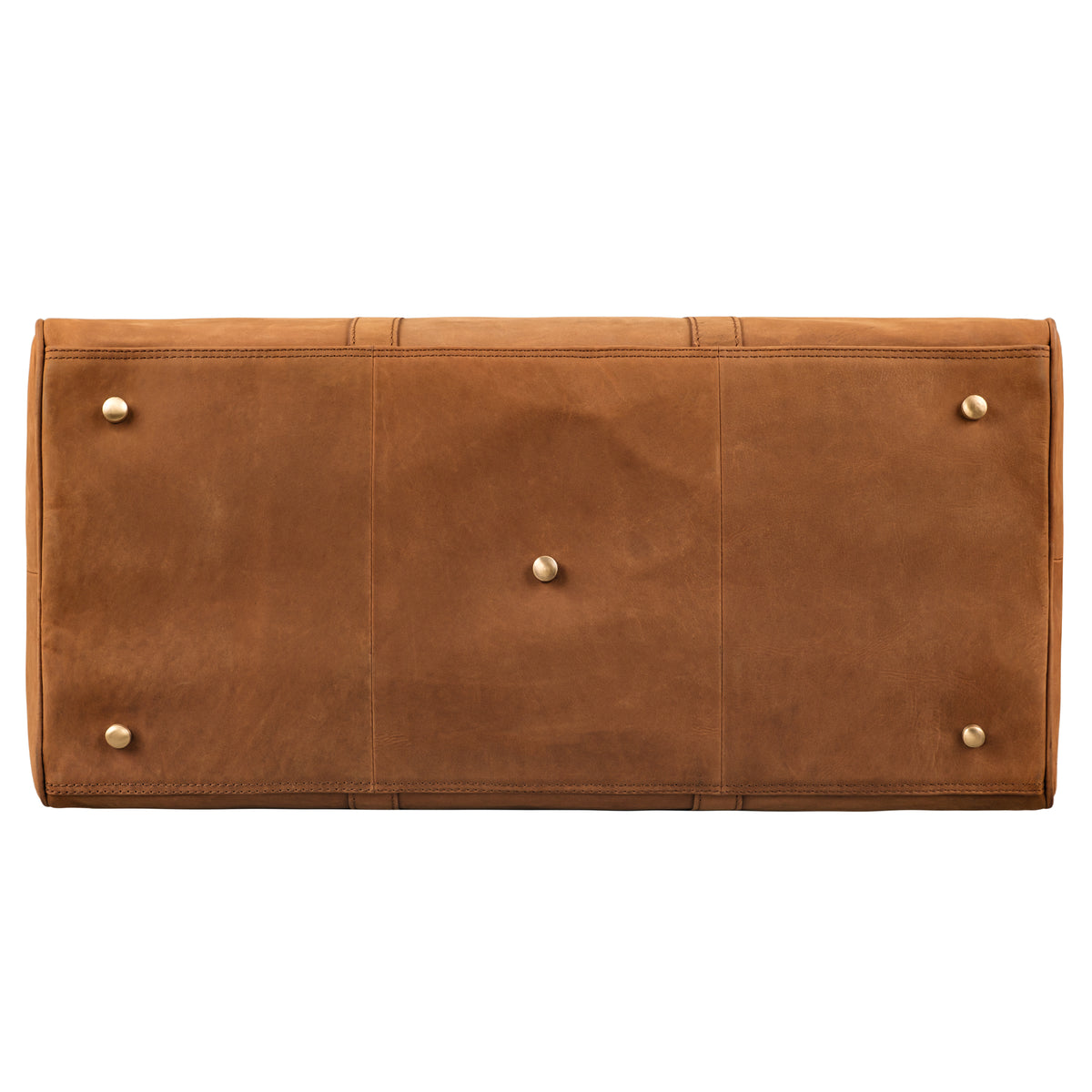 Weekender Leder braun mit Füßen aus der Bodensicht