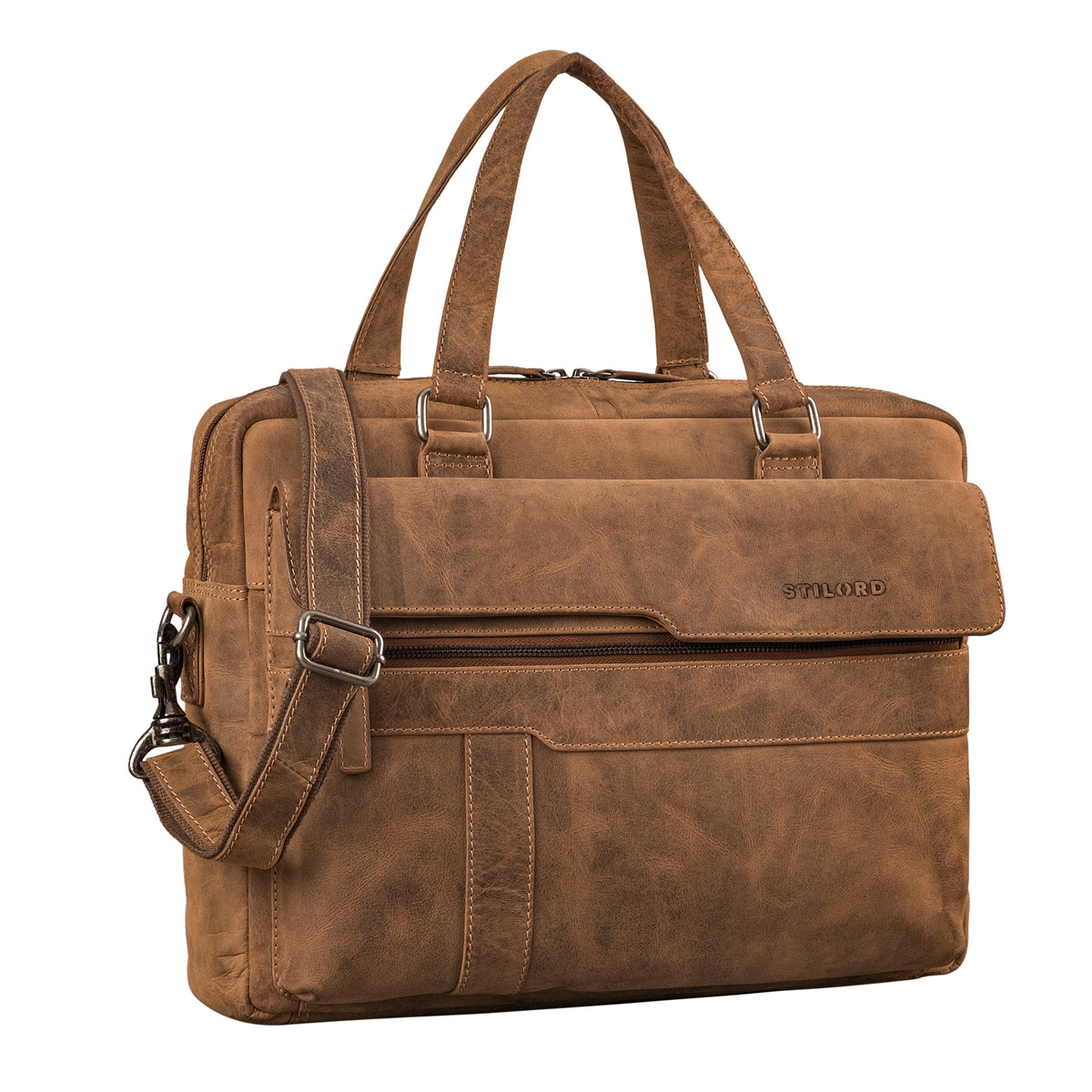 Leder Schultertasche Damen Braun Herren