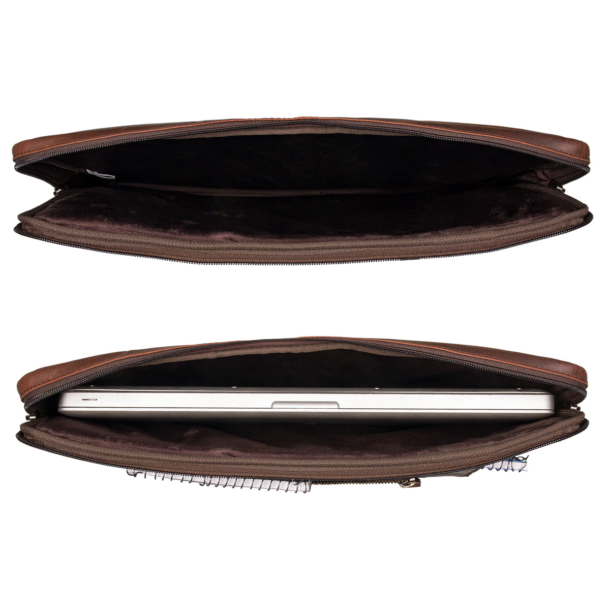 braune Laptop Hülle aus Leder