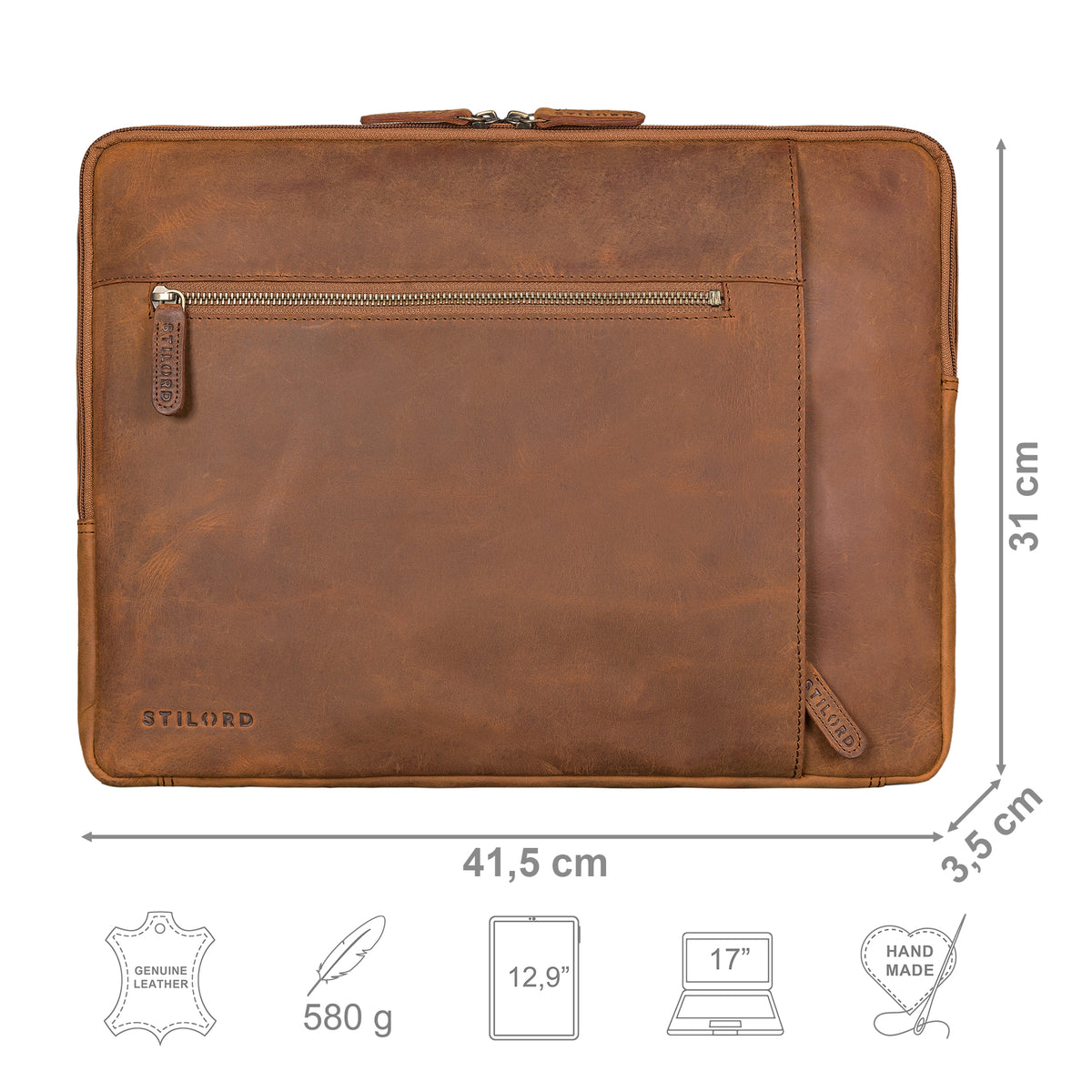 braunes Laptop Sleeve für 17 Zoll Laptop