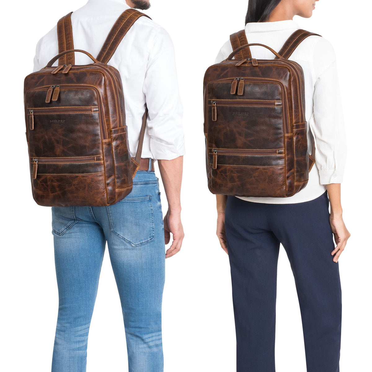 echtleder braun rucksack business damen elegant