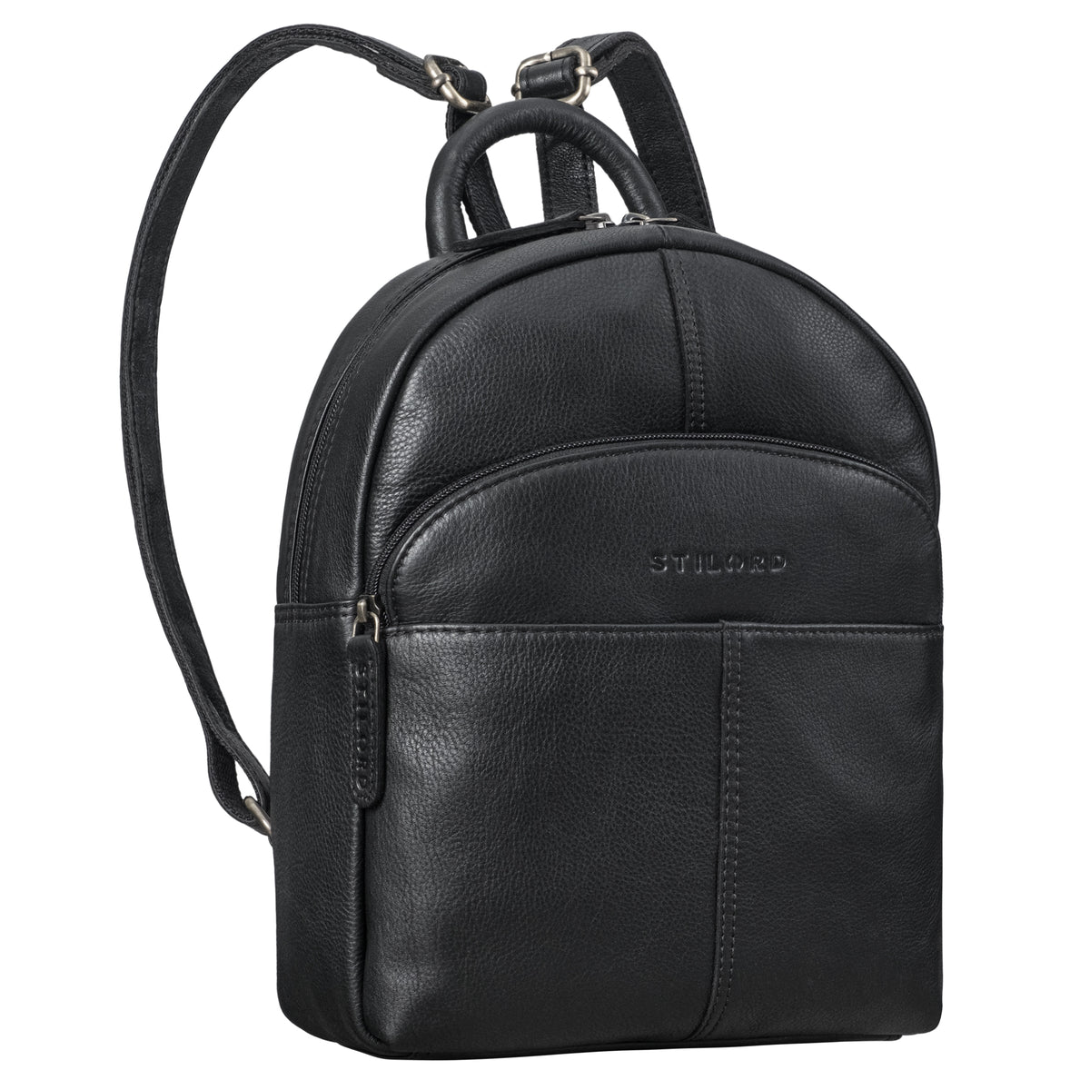 echtleder city rucksack modern damen schwarz