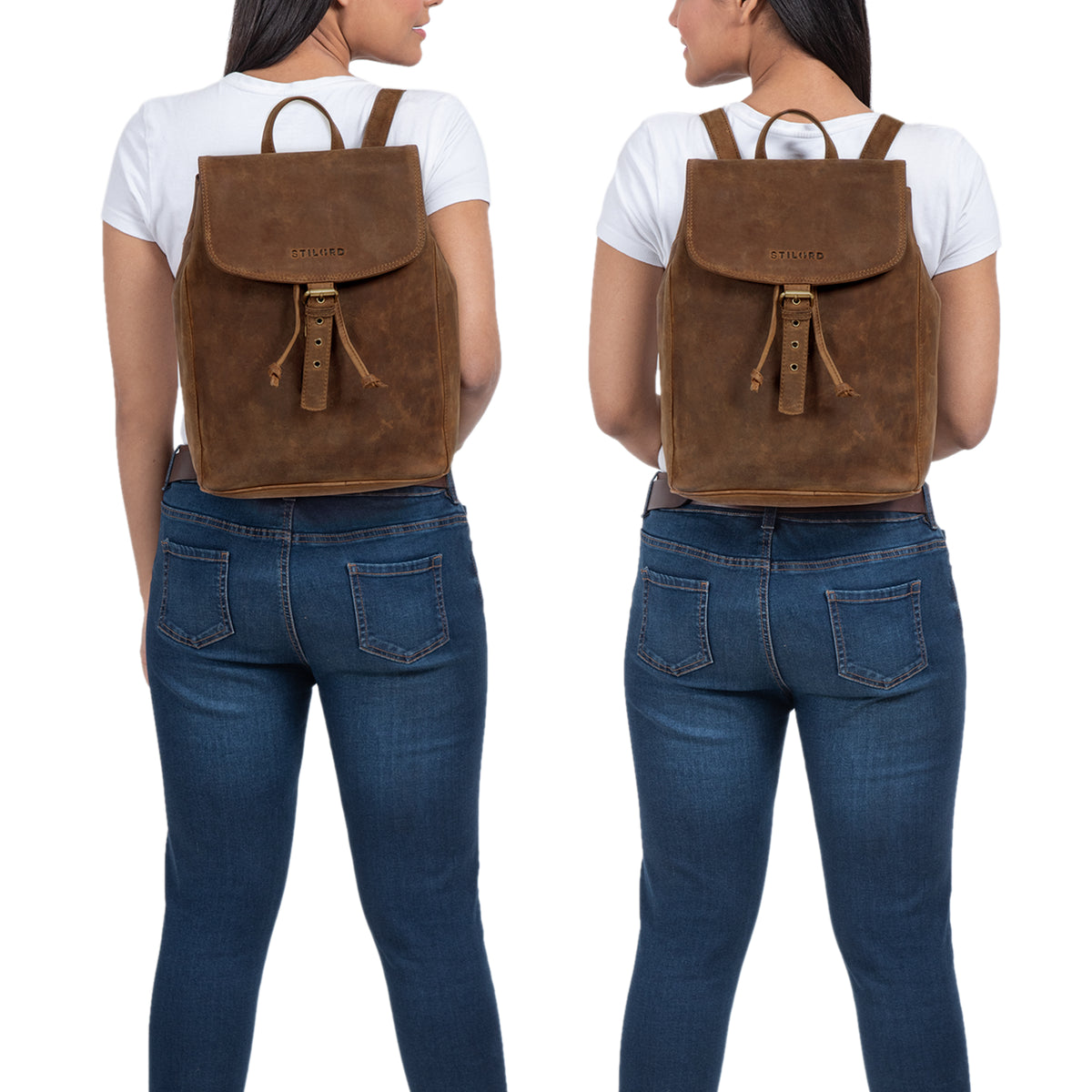 Braun Echtleder Rucksack Damen