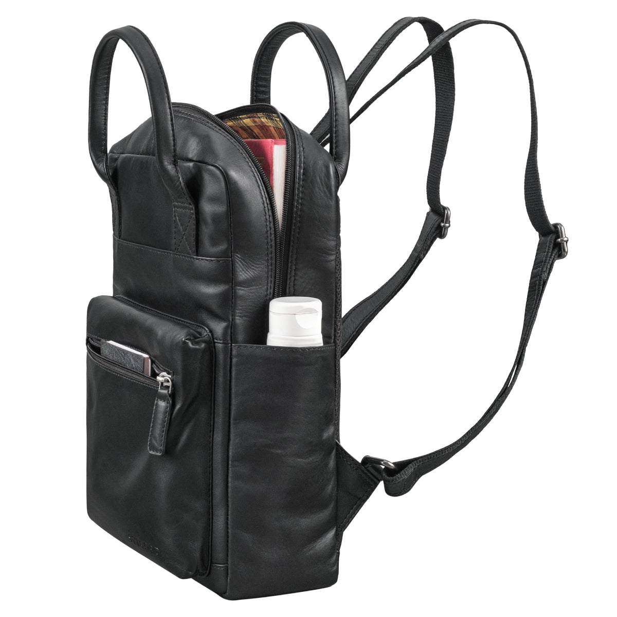 damen rucksack echt leder schwarz