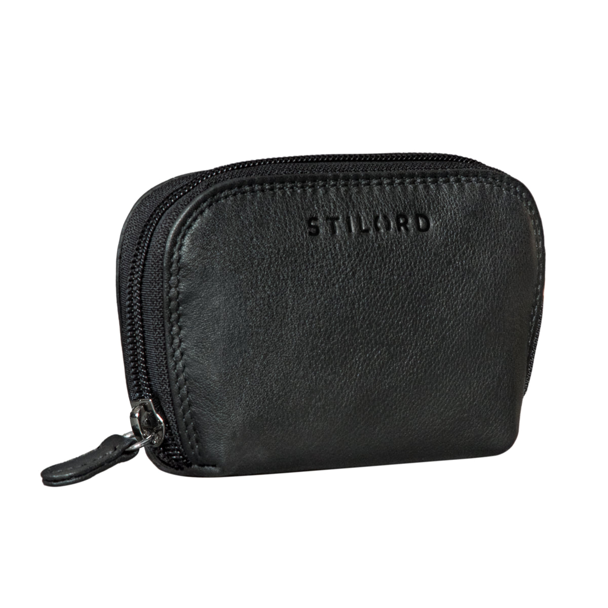 Echtleder Schlüsseltasche Schwarz mit RFID Schutz, Münzfach und Geschenkbox