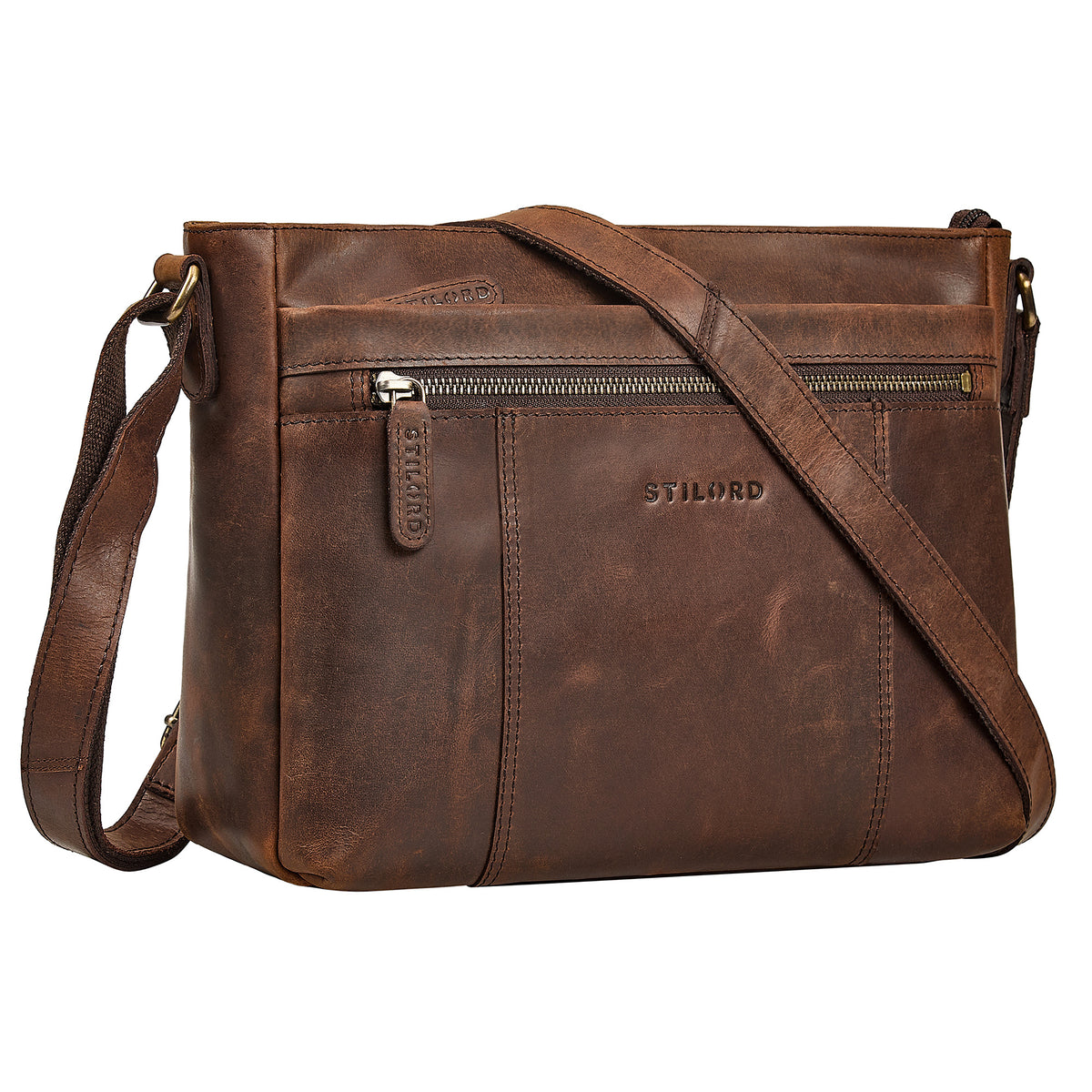 Dunkelbraune Mittelgroße Ledertasche Damen für 13 Zoll Tablet
